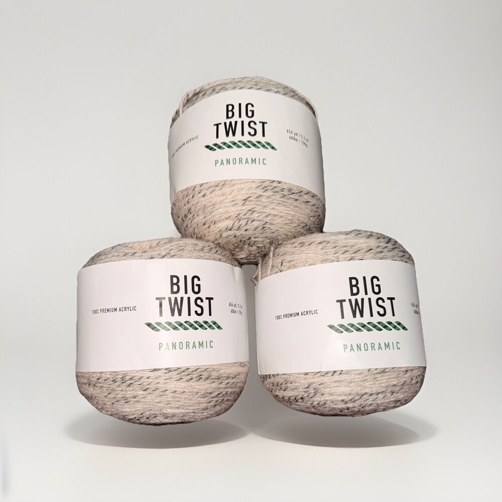 Big Twist Panoramic Yarn Natural 2 Fine Acrylic 656yd 5.3oz Lot of 3 Skeins
